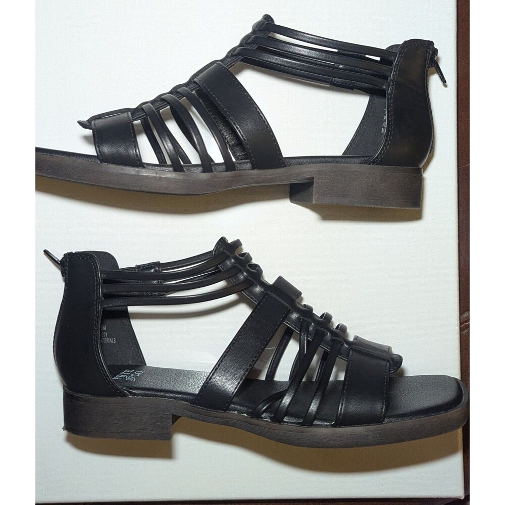Frye & Co Teaghan Gladiator Strappy Sandals Square Toe Black Leather Size 7.5